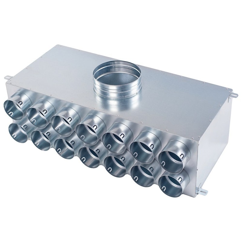 Luchtverdeelkast 160 14x75mm 2 rijen uitgang haaks 25160141
