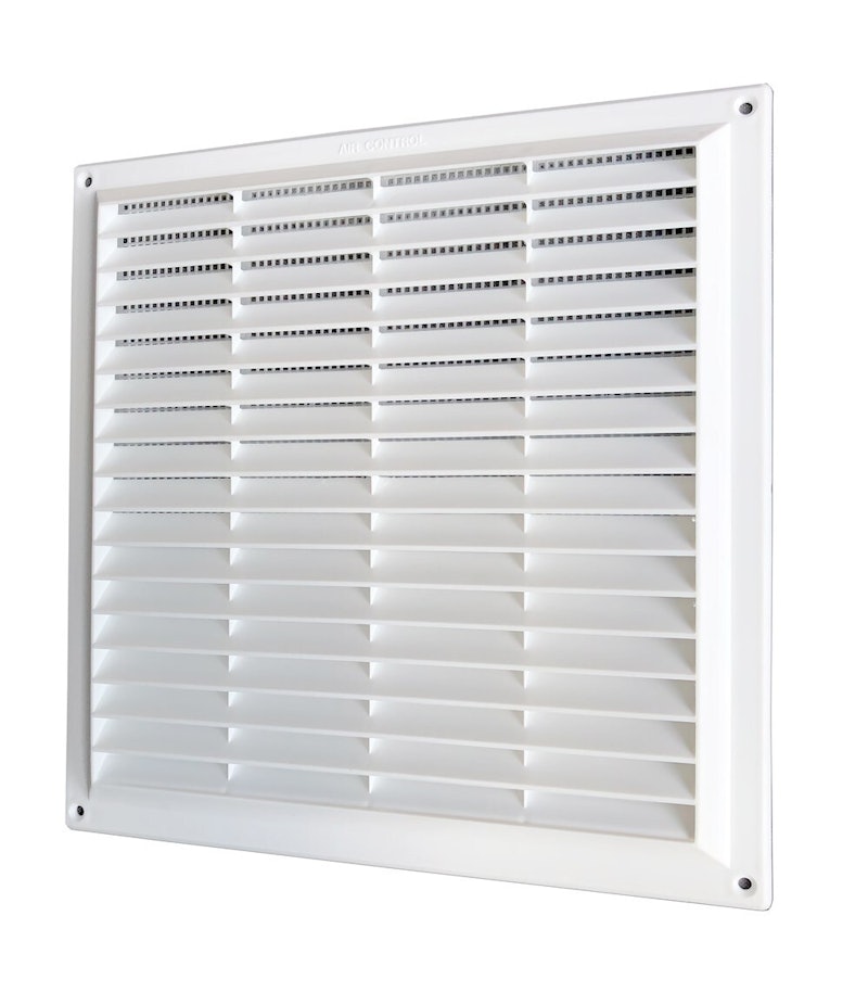 Schoepenrooster met vliegengaas 250x250mm wit